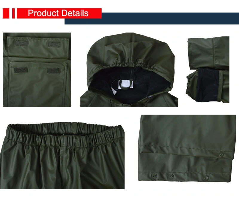 Custom En343 Rainsuit Waterproof Rainwear Men PU Jacket Pants Clothing PVC Rain Coat