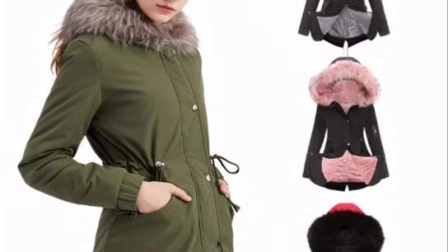 가짜 모피 안감이있는 겉옷 자켓 따뜻한 레이디 코트 패션 도매 자켓 롱 다운 자켓 파카 코트와 여성 후드 따뜻한 겨울 코트